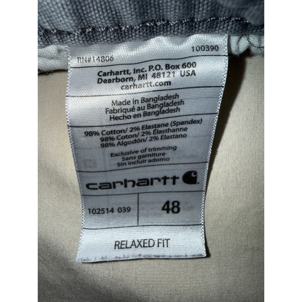 Carhartt Mens Gray Relaxed Fit Canvas Work Shorts Size 48 (Some Wear)‎ Utility